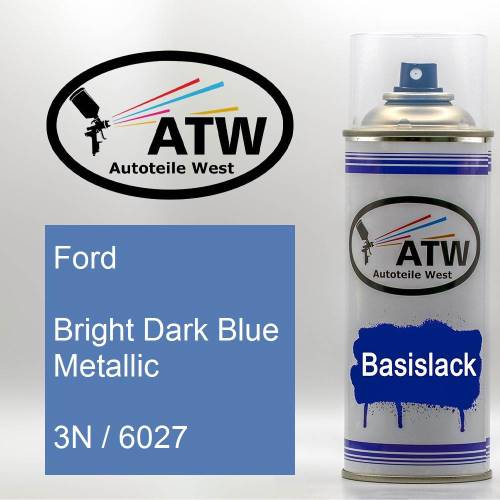 Ford, Bright Dark Blue Metallic, 3N / 6027: 400ml Sprühdose, von ATW Autoteile West.